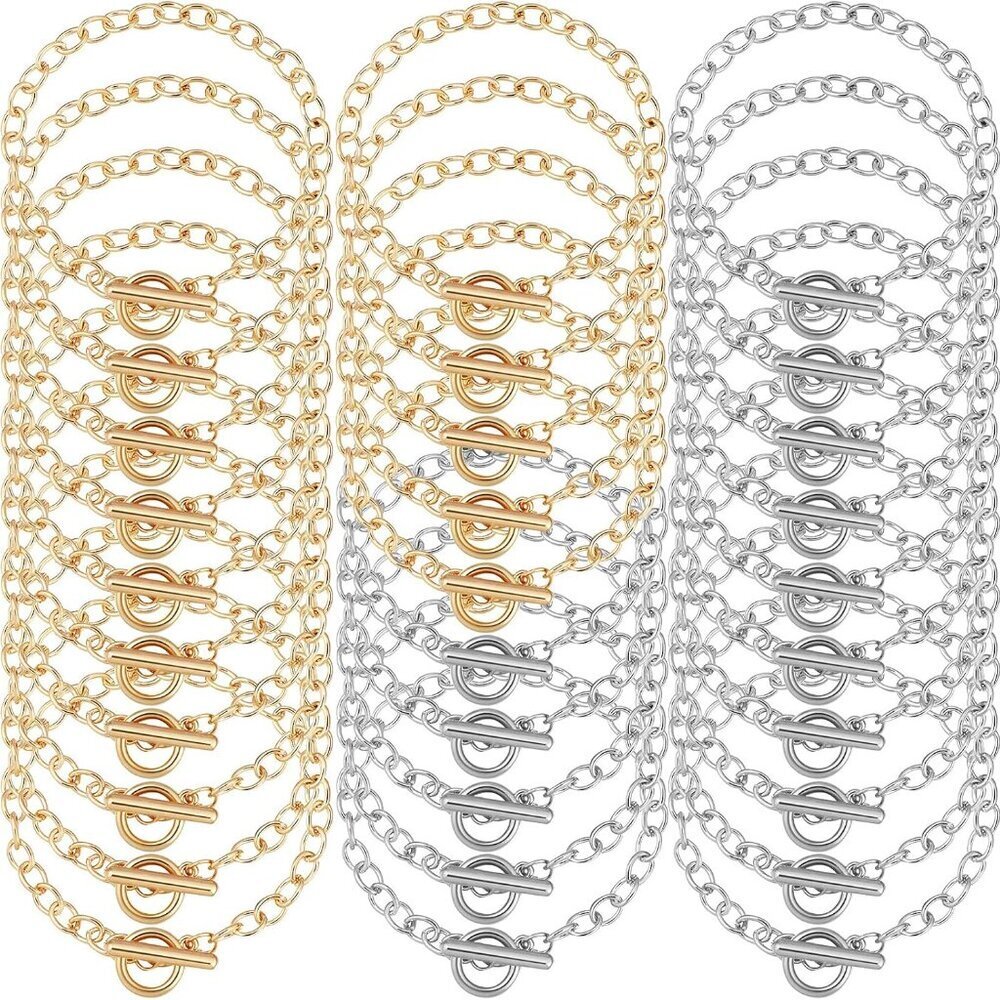 30 Pieces Bracelet Chains with OT Toggle Clasp Link Chains DIY Jewelry Making Ro
